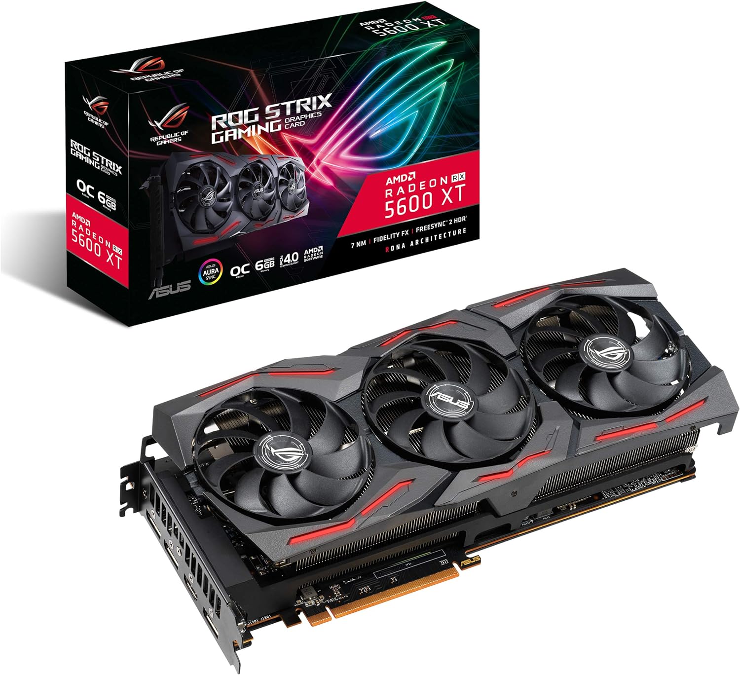 ASUS Graphic Card ROG Strix RX 5600 XT 6GB AMD Radeon Used without Box ASUS Graphic Card ROG Strix RX 5600 XT 6GB AMD Radeon Used without Box